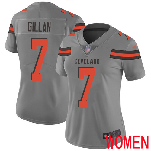 Cleveland Browns Jamie Gillan Women Gray Limited Jersey #7 NFL Football Inverted Legend